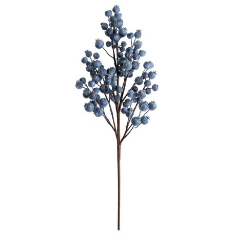 Kék dekorációs bogyós ág - 74 cm
