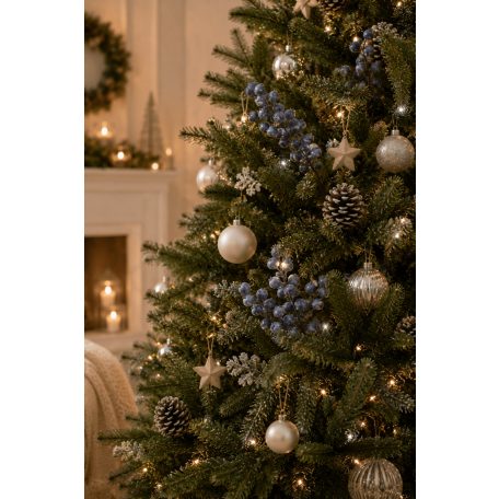 Kék dekorációs bogyós ág - 74 cm
