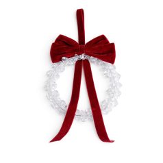 Luxus függődísz piros masnival - 18 cm