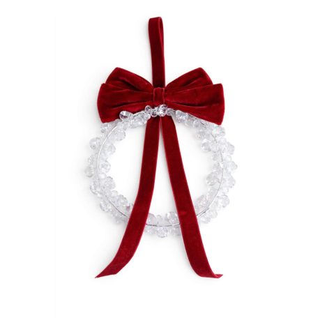 Luxus függődísz piros masnival - 18 cm