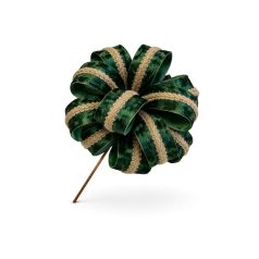 Zöld bársony karácsonyi masni betűzővel - 45 cm