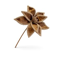 Barna bársony mikulásvirág betűzővel - 45 cm