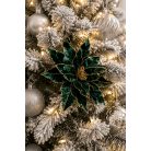 Smaragdzöld bársony karácsonyi rózsa - 45 cm