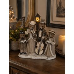 Karácsonyi dekoráció - LED-es maci kórus - 25 cm