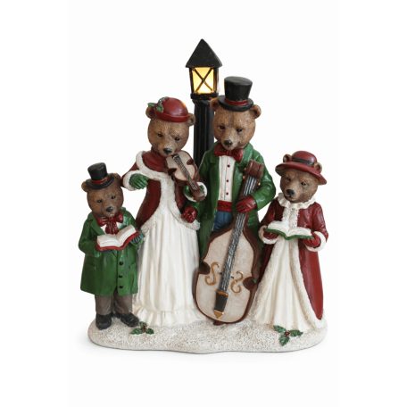 Karácsonyi dekoráció - Mackó kórus LED-es - 25 cm 