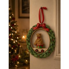 Karácsonyfadísz - Maci dobon - 9 cm