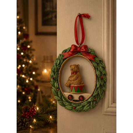 Karácsonyfadísz - Maci dobon - 9 cm