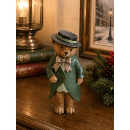 Elegáns medvefiú figura – Zöld – 20 cm
