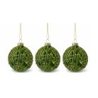Üveg karácsonyi gömbök - Zöld - 8 cm - 3 db/csomag