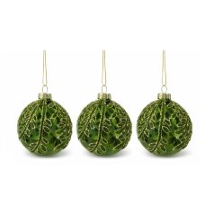 Üveg karácsonyi gömbök - Zöld - 8 cm - 3 db/csomag