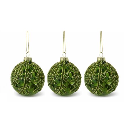 Üveg karácsonyi gömbök - Zöld - 8 cm - 3 db/csomag