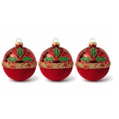 Karácsonyi gömbök - Piros - 10 cm - 3 db/csomag