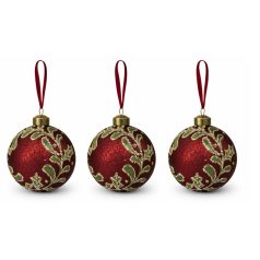 Karácsonyi gömbök - Piros-arany - 8 cm - 3 db/csomag