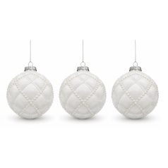Üveg karácsonyi gömbök - Fehér - 10 cm - 3 db/csomag 