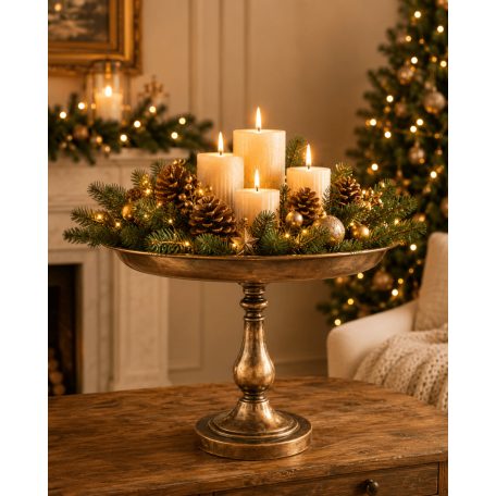 Elegáns fém talpas tál - 30 cm