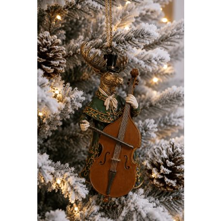 Karácsonyfadísz - Szarvas zenész - 12 cm