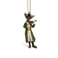 Karácsonyfadísz - Szarvas hegedűvel - 12 cm