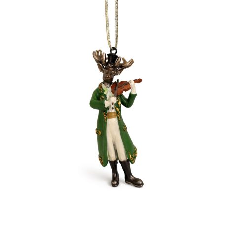 Karácsonyfadísz - Szarvas hegedűvel - 12 cm