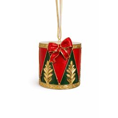 Karácsonyfadísz - Piros-zöld dob - 6 cm