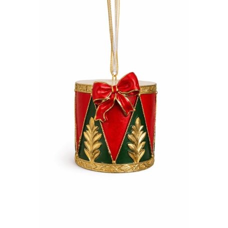 Karácsonyfadísz - Piros-zöld dob - 6 cm