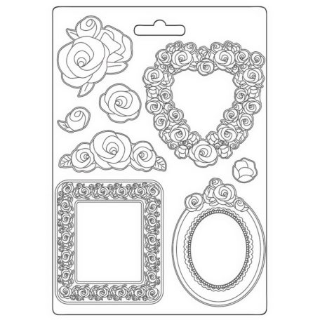 Lágy PVC öntőforma - A4 - Parfum frames and roses   - K3PTA- 4554