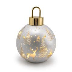 Karácsonyi dekoráció - LED-es fehér gömb - 20 cm	 