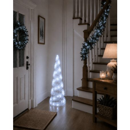 Fehér világító karácsonyfa - 80 LED - 90 cm
