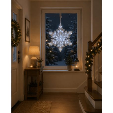 Fehér világító hópehely - 30 LED-es - 36 cm 