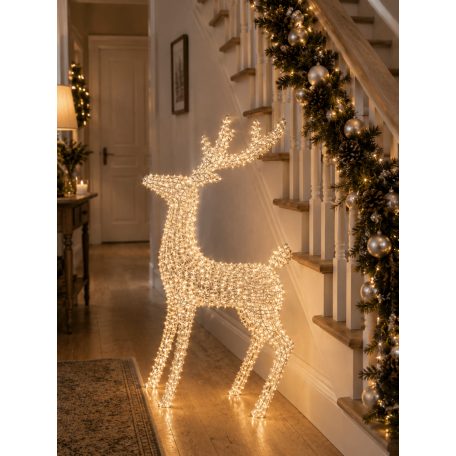 Világító karácsonyi rénszarvas – Ezüst - 720 LED-es - 100 cm   