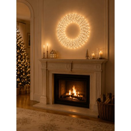 Világító ezüstkarácsonyi koszorú - 720 LED - 58 cm 