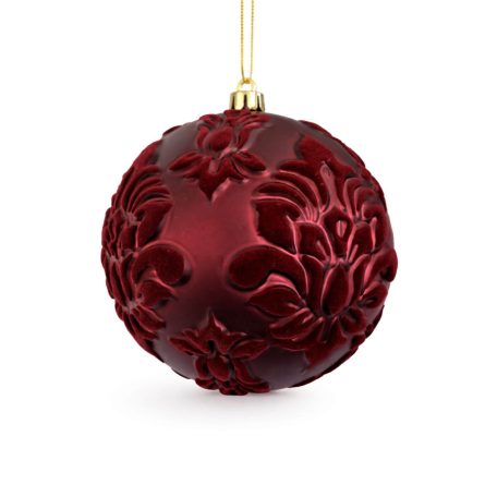 Karácsonyi gömb 3D - Bordó  - 16 cm	