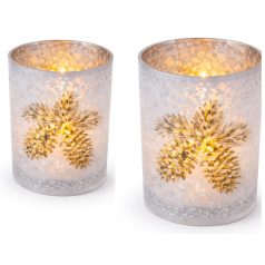 Karácsonyi üveg gyertyatartó - Toboz - 12 cm, 15 cm