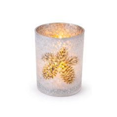 Karácsonyi üveg gyertyatartó - Toboz - 12 cm, 15 cm