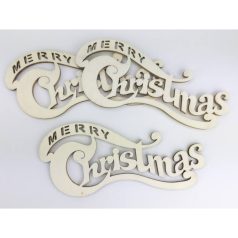  Natúr fa - Merry Christmas íves - 20 cm - 3 db/csomag  