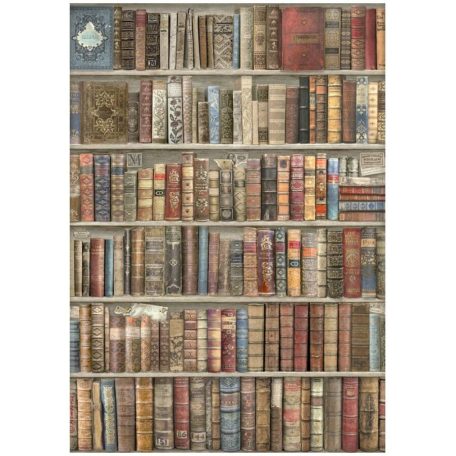 Stamperia rizspapír - A4 - Vintage Library bookcase - DFSA-4754