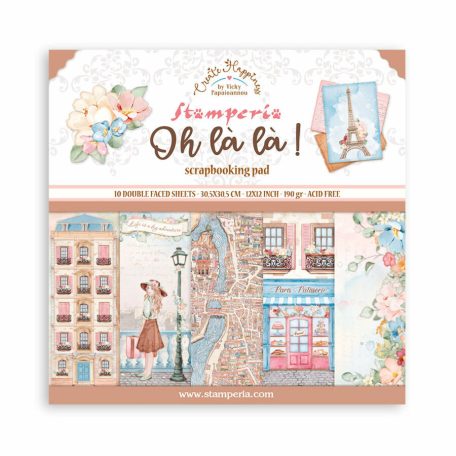 Scrapbooking tömb - Oh lá lá  - 10 lap - 30,5x30,5 cm - SBBL-134