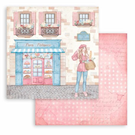 Stamperia scrapbook papír - Happiness Oh lá lá patisserie - 2 oldalas - 31,5 x 30,5 cm - SBB-926