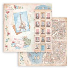   Stamperia scrapbook papír - Happiness Oh lá lá Tour Eiffel - 2 oldalas - 31,5 x 30,5 cm - SBB-927