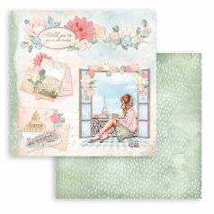   Stamperia scrapbook papír - Happiness Oh lá lá window - 2 oldalas - 31,5 x 30,5 cm - SBB-928 