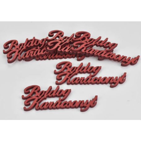 Boldog karácsonyt felirat piros - 10 cm - 6 db/csomag