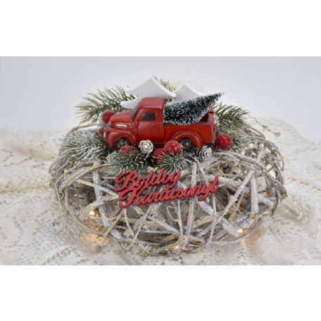 Boldog karácsonyt felirat piros - 10 cm - 6 db/csomag