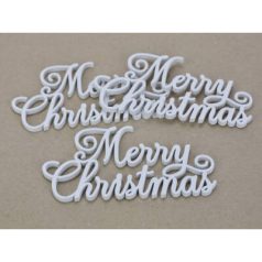   Merry Christmas felirat elegáns fehér - 15 cm - 3 db/csomag