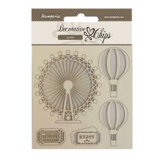   Chipboard - Around the world balloons - 14x14 cm - SCB172  	 