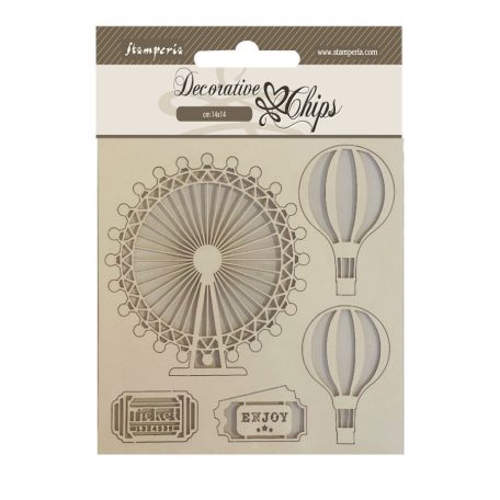 Chipboard - Around the world balloons - 14x14 cm - SCB172  	 