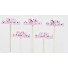   Fa - Beszúrós "Boldog születésnapot" felirat pink 12,5x29,5cm 4db/csomag