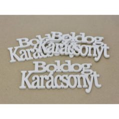   Fa - "Boldog Karácsonyt" felirat koszorúra fehér - 14 cm - 3 db/csomag