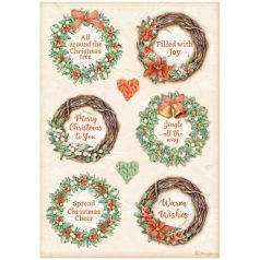   Stamperia riszpapir - A4 - All Around Christmas 6 garlands-DFSA4805 
