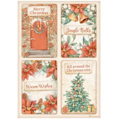   Stamperia rizspapír - A4 - All Around Christmas 4 cards-DFSA4808