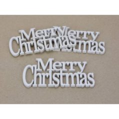   Fa - "Merry Christmas" felirat koszorúra fehér - 14 cm - 3 db/csomag