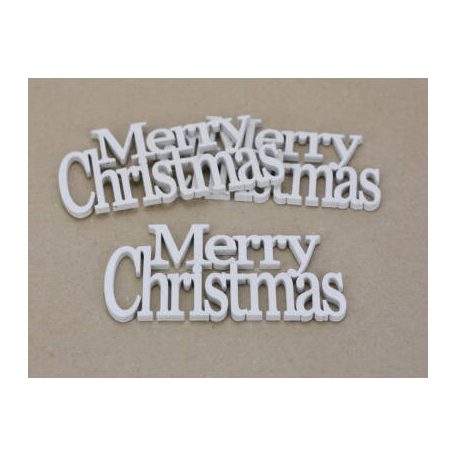 Fa - "Merry Christmas" felirat koszorúra fehér - 14 cm - 3 db/csomag
